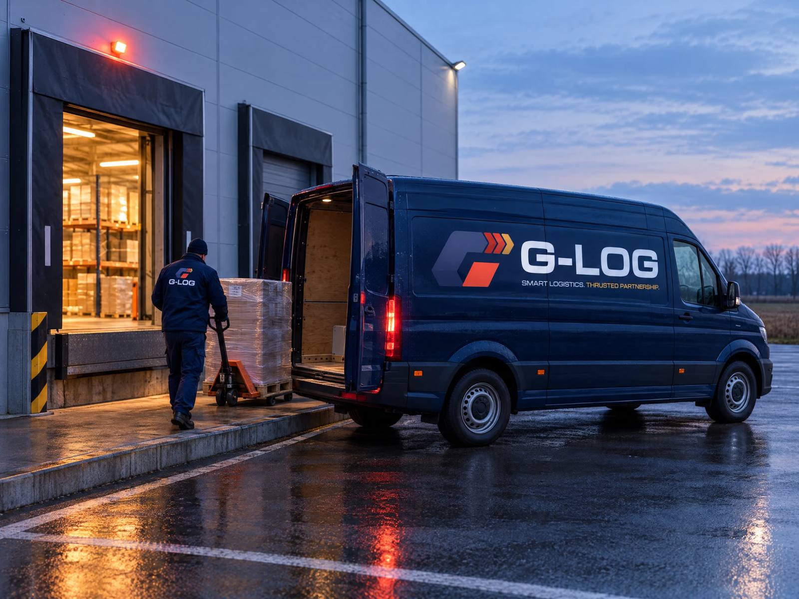 G-LOG kisteherautó a vecsési telephely rakodóján